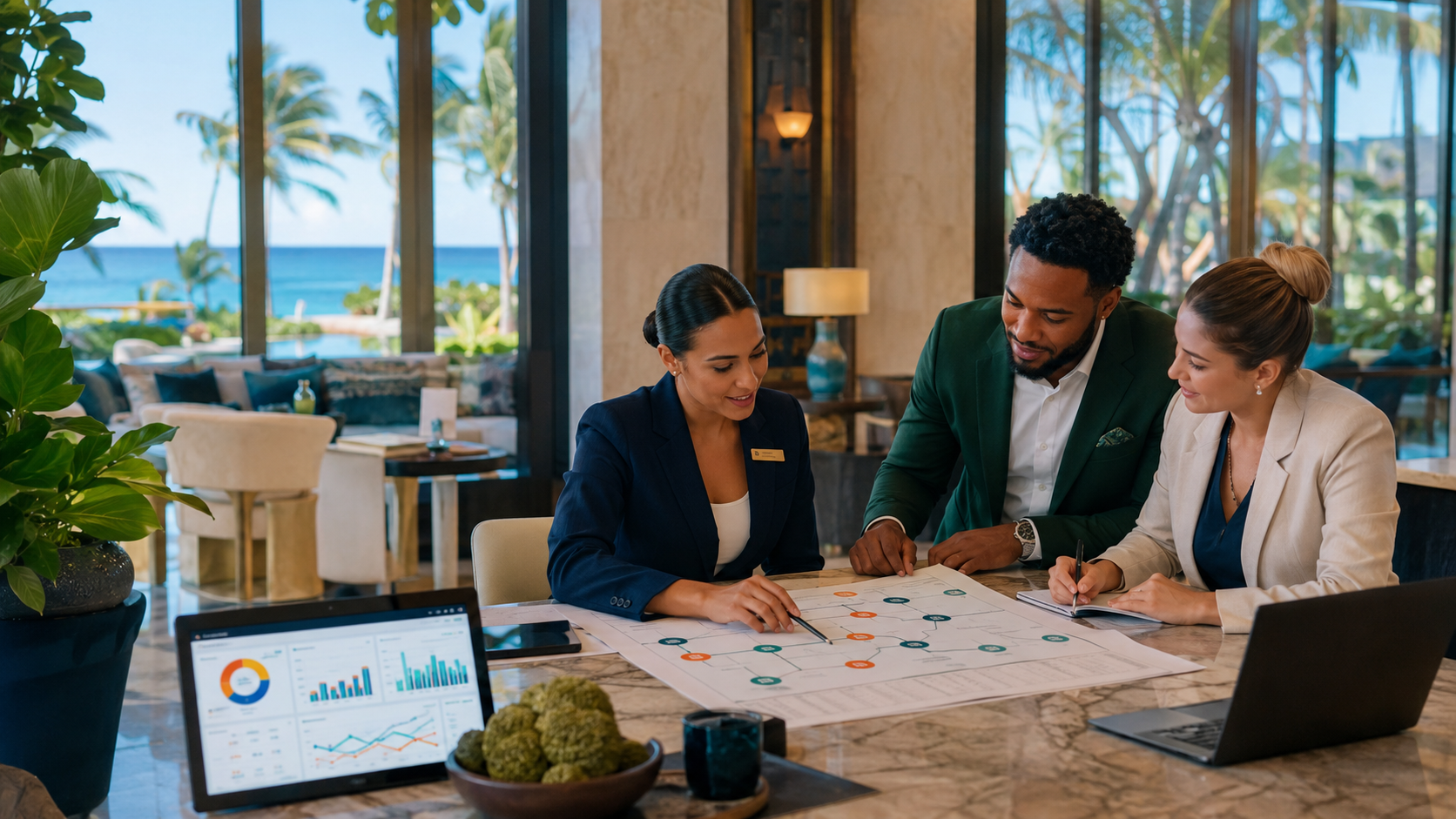 Equipo trabajando en hotelería
